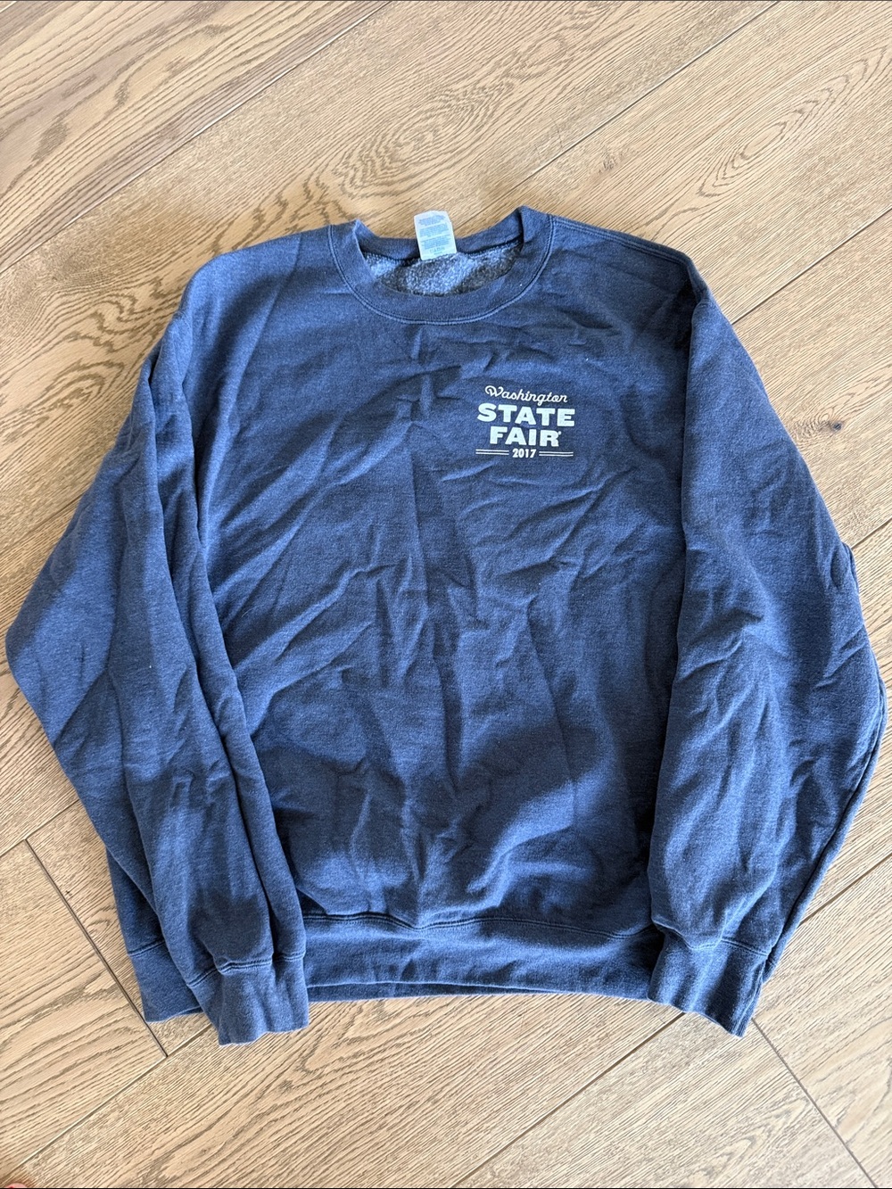 Port and Company Navy Crewneck Sweatshirt with White State Fair Logo